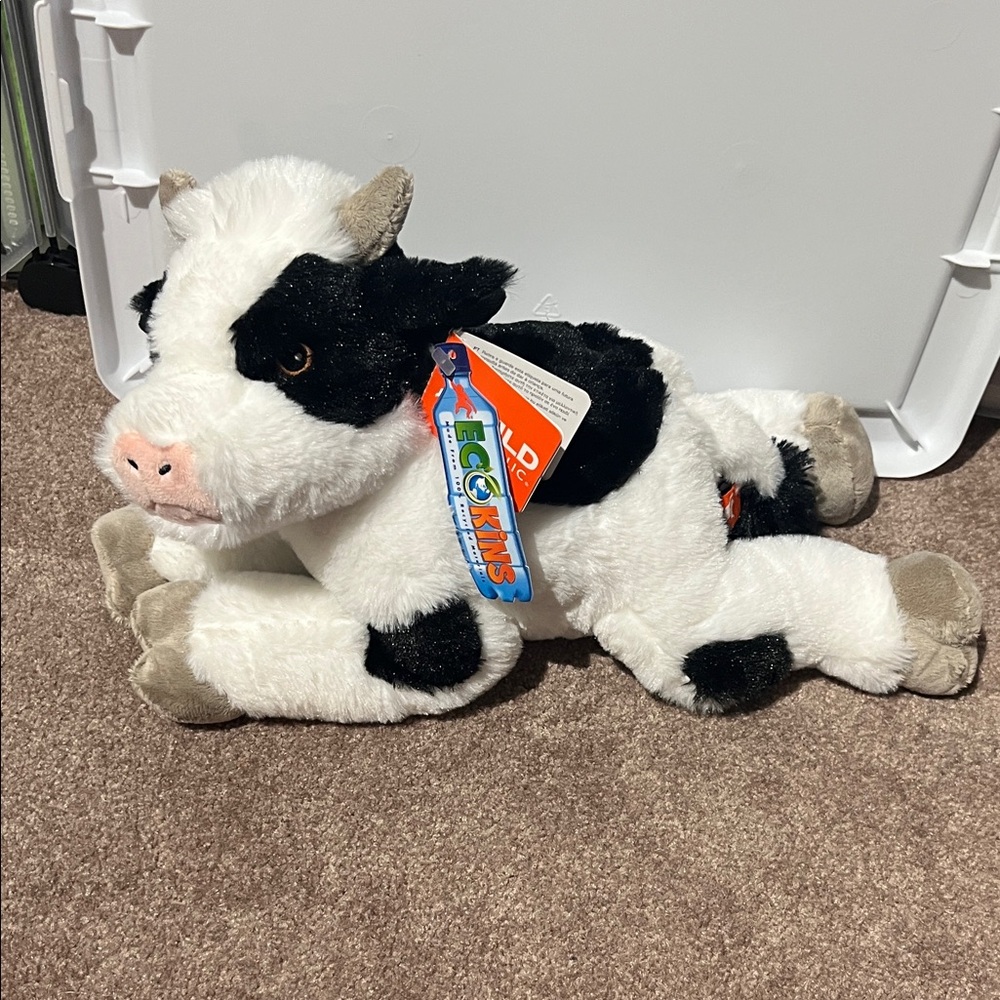 Black and White Plush Cow Toy